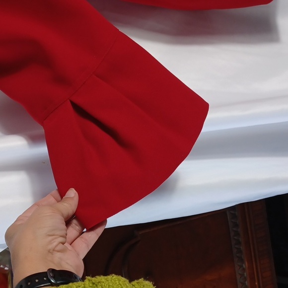 Le Suit Women's Red Long Blazer Jacket, Polyester, 14 - Picture 2 of 8